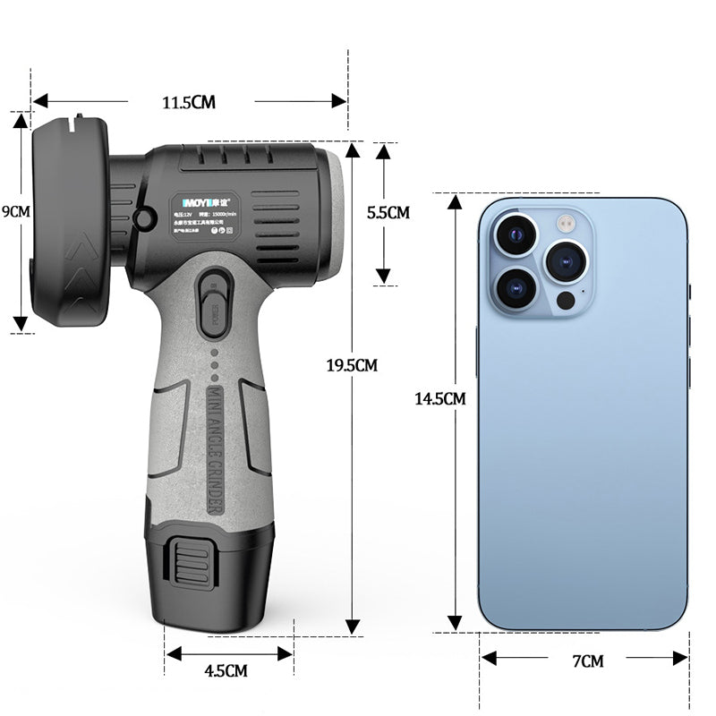 Esmerilhadeira angular mini de 12V com disco de corte
